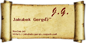 Jakubek Gergő névjegykártya